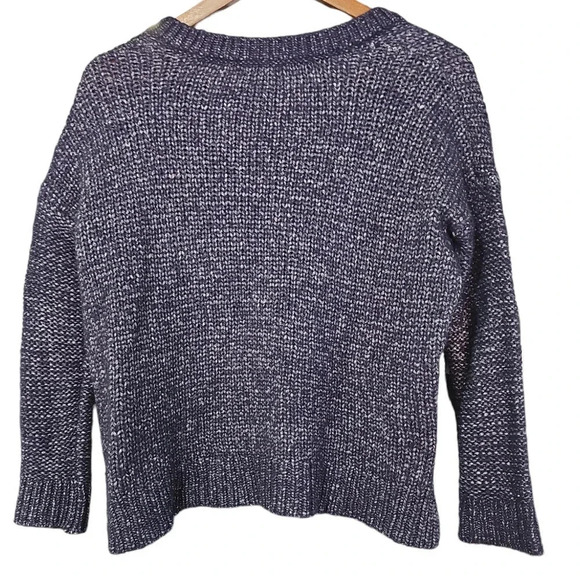 Vince Metallic Textured V-Neck Sweater Navy Size S - Picture 6 of 7